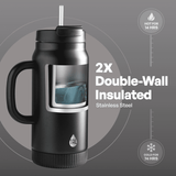 TAL Stainless Steel Hudson Tumbler with Straw 64 fl oz, Black