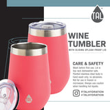 TAL Stainless Steel Wine Tumbler 12oz, Bright Pink