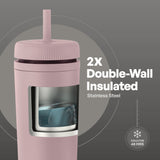 TAL Stainless Steel Rowan Tumbler with Silicone Straw 24 fl oz, Mauve