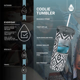 TAL Stainless Steel Coolie Tumbler 24 fl oz, Black White