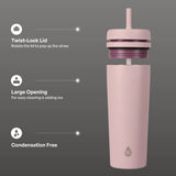 TAL Stainless Steel Rowan Tumbler with Silicone Straw 24 fl oz, Mauve