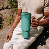 TAL Stainless Steel Hudson Tumbler with Straw 40 fl oz, Green