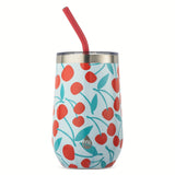 TAL Stainless Steel Wine Tumbler with Straw 16 fl oz, Cherries
