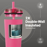 TAL Stainless Steel Ash Tumbler with Removeable Straw and Sip Lid 26 fl oz, Pink