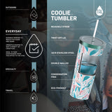 TAL Stainless Steel Coolie Tumbler 24 fl oz, Green Tropical