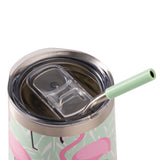 TAL Stainless Steel Wine Tumbler with Straw 16oz, Flamingo