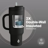 TAL Stainless Steel Hudson Tumbler with Straw 40 fl oz, Shimmering Black