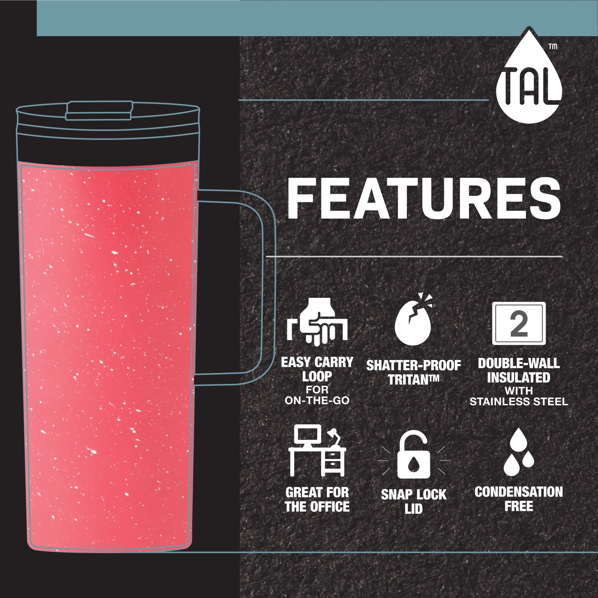 TAL Stainless Steel Mountaineer Mug 20 fl oz, Bright Pink – TAL