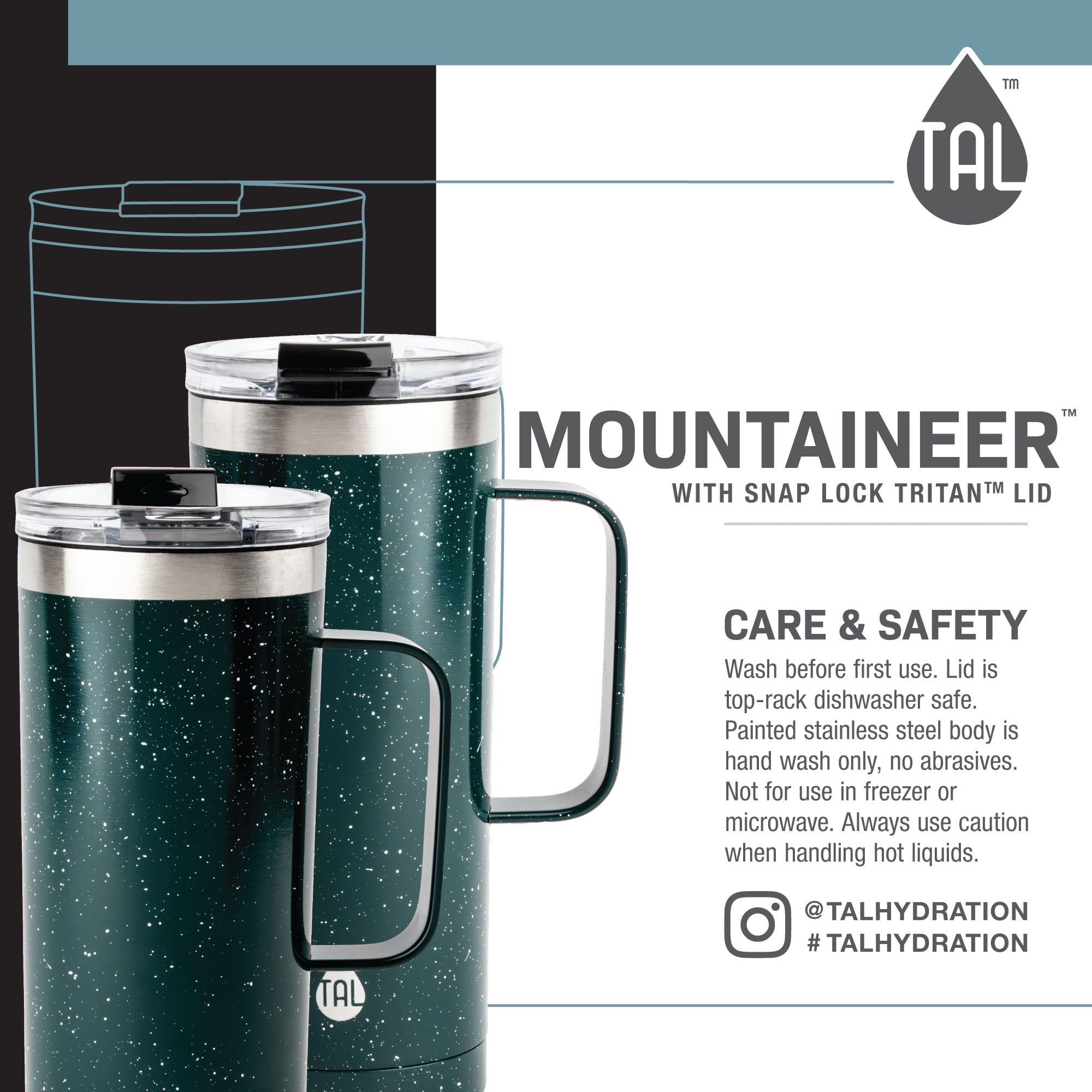 TAL Stainless Steel Mountaineer Mug 20 fl oz, Black – TAL™ Hydration