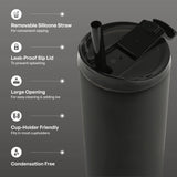 TAL Stainless Steel Ash Tumbler with Removeable Straw and Sip Lid 26 fl oz, Black