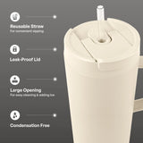 TAL Stainless Steel Hudson Tumbler with Straw 40 fl oz, Cream