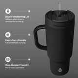 TAL Stainless Steel Hudson Tumbler with Straw 40 fl oz, Shimmering Black