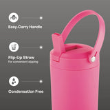 TAL Stainless Steel Hudson Tumbler with Flip-Up Straw, 40 oz, Bright Pink