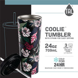 TAL Stainless Steel Coolie Tumbler 24oz, Black Flower