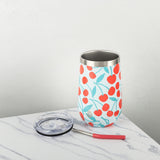 TAL Stainless Steel Wine Tumbler with Straw 16 fl oz, Cherries